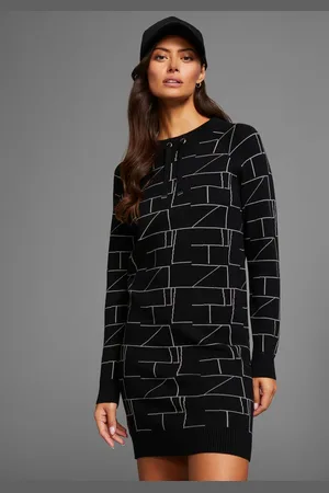 Laura Scott Gebreide jurk van knuffelige jacquard brei met grafisch motief