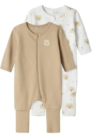 NAME IT Slaaponesie NBNNIGHTSUIT 2P ZIP FF OXFORD BEAR NOOS (set, 2-delig)