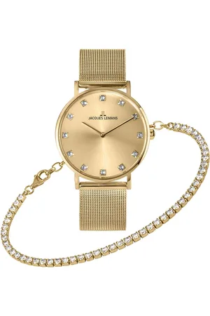 Jacques Lemans Kwartshorloge Nice Set, 1-2142B-SET Horloge, dames, cadeau-idee, Swarovski-kristallen, roestvrijstalen band (set, 2-delig, Met armband)