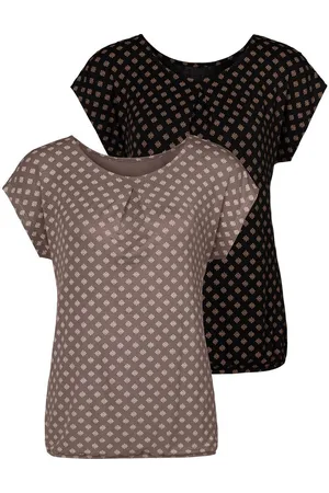 Lascana Shirt met korte mouwen Met stolpplooi bij de hals (2-delig, Set van 2)