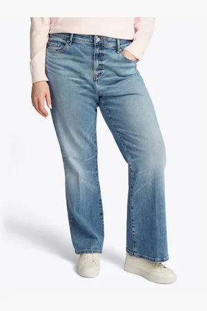 Tommy Hilfiger Bootcut jeans CRV BOOTCUT RW TOBY in grote maten, tommy jeans logo-badge, stoned wash look