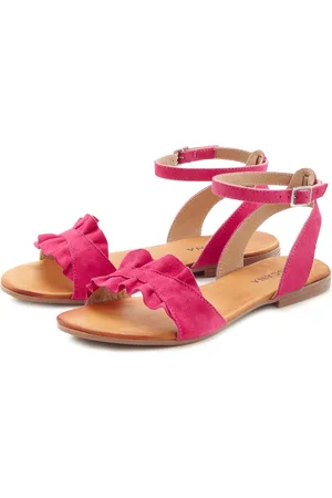 Lascana Sandalen Zomerschoen Sandalette, zomerschoen van hoogwaardig leer met kleine ruches