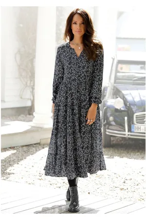Lascana Maxi-jurk met bloemenprint en volants, losse comfortabele look