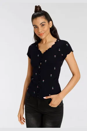KangaROOS Shirt met korte mouwen korte mouw, figuuraccentuerend, van katoen