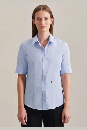 Seidensticker Overhemdblouse Zwarte roos Korte mouwen kraag uni