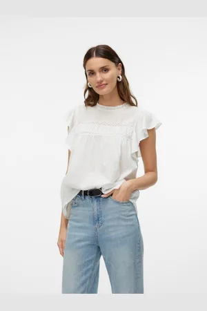 VERO MODA Shirt VMTRINE SL LACE TOP WVN NOOS