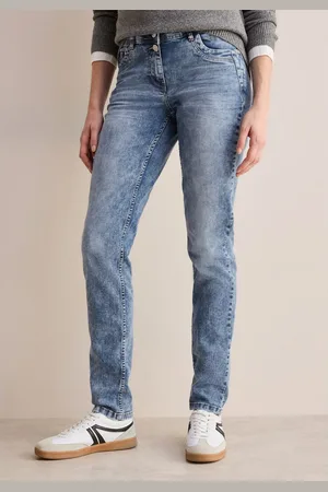 CECIL Slim fit jeans Stijl Scarlett in lichte moonwashed-look