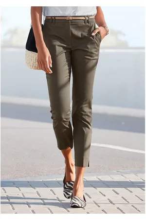 vivance collection Chino in klassieke basic pasvorm, stoffen broek, business look (Met riem in leer-look)