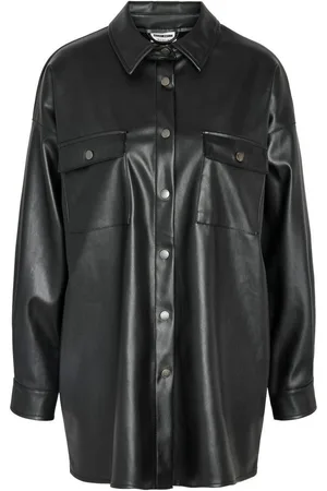 Noisy May Overhemdblouse NMFLANNY L/S OVERSIZE PU SHIRT NOOS