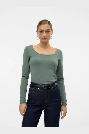 VERO MODA Shirt met lange mouwen VMLULU LS U-NECK TOP JRS GA NOOS