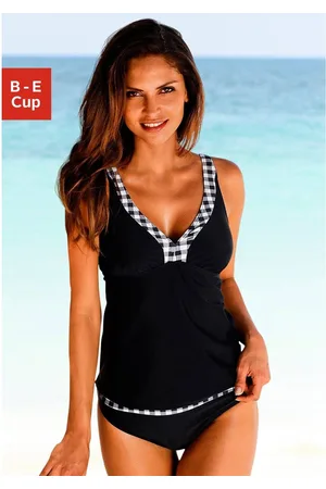 Lascana Beugeltankini met ruit-contrastdetails aan broek en top