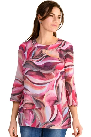 Hermann Lange Gedessineerde blouse in lagenlook en met bloemenpatroon