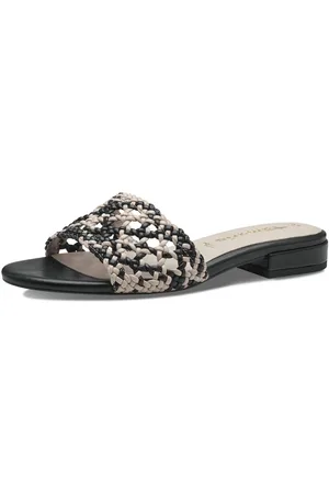 Tamaris Slippers , blokhak, zomerschoen, slippers met gevlochten bandage
