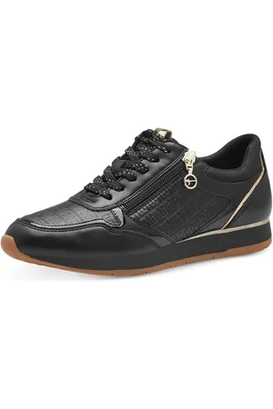 Tamaris Plateausneakers vrijetijdsschoen, lage schoen, veterschoen met subtiele metallic-details