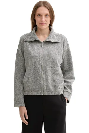 TOM TAILOR Sweatvest met grote opstaande kraag