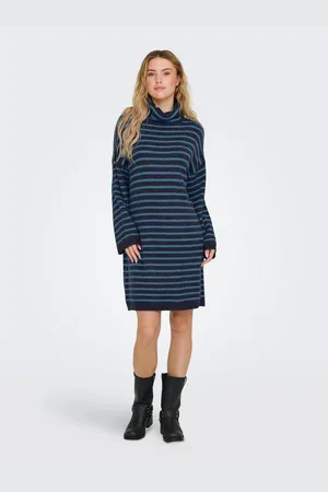 ONLY Gebreide jurk ONLTALIO LS STRIPE ROLLNECK DRESS BF KNT