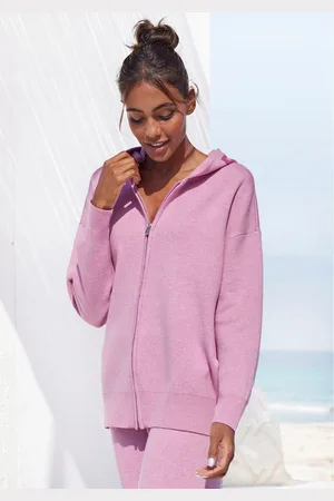 ELBSAND Vest -lounge jas van hoogwaardige brei en geborduurd logo, loungewear