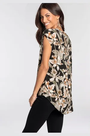 Laura Scott Gedessineerde blouse met een asymmetrische zoom