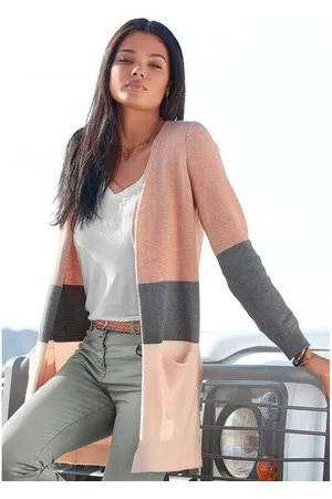 vivance collection Cardigan met colorblock-look en zakken, lange cardigan