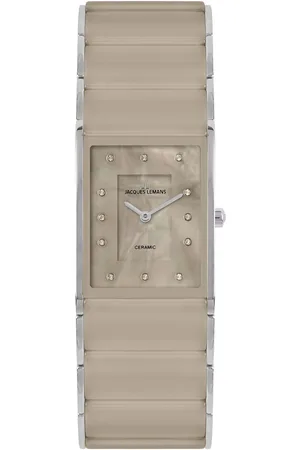 Jacques Lemans Keramisch horloge Dublin Quartz horloge, armbanduhr, dameshorloge, parelmoer wijzerplaat, keramische band