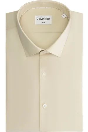 Calvin Klein Businessoverhemd POPLIN STRETCH SLIM SHIRT met kent-kraag, logoprint op borsthoogte