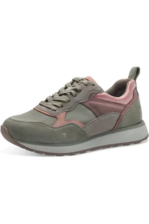 Tamaris Sneakers met sleehak vrijetijdsschoen, lage schoen, veterschoen met contrastafwerkingen