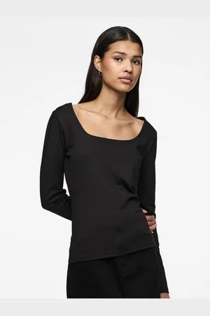 Pieces® Shirt met lange mouwen PCNEJA LS REVERSIBLE TOP NOOS EXP BC 2-in-1 omkeerbaar 2 uitsnedevarianten