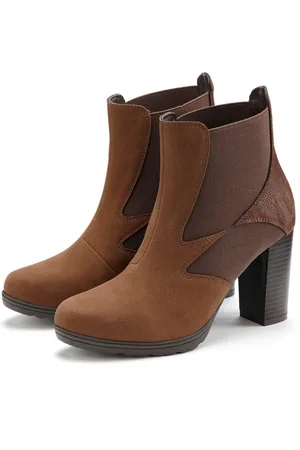 Lascana Chelsea-boots met blokhak en stretch-inzet, high-heel enkellaars vegan