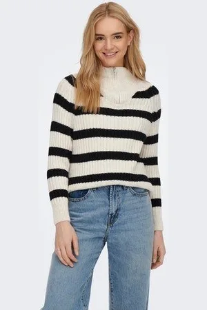 ONLY Trui met staande kraag ONLLEISE FREYA LS ZIP HIGH NECK KNT NOOS