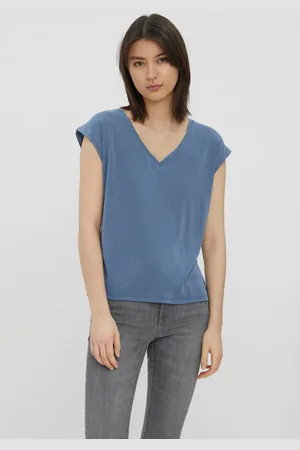 VERO MODA Shirt met V-hals VMFILLI SS V-NECK TEE GA NOOS in een materialenmix met tencel™ modal