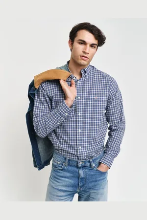 GANT Overhemd met lange mouwen REG POPLIN SMALL CHECK SHIRT Regular fit popeline overhemd met klein ruitpatroon