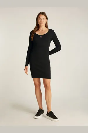 Tommy Hilfiger Jerseyjurk TJW BADGE RIB BODYCON DRESS EXT in grote maten, ribstof, bodycon
