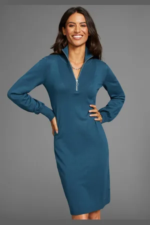 Laura Scott Gebreide jurk korte jurk, vrouwelijke look, van breiwerk, lange mouwen