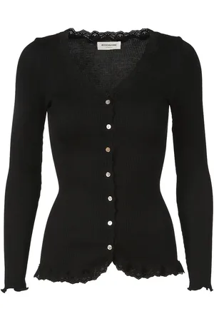 Rosemunde Vest Babette Silk Cardigan prachtige vintage kantafwerking, waardevolle parelmoer knoopsluiting