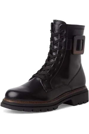Tamaris Veterschoenen blokhak, veterschoen, enkellaars met opvallende decoratieve gesp