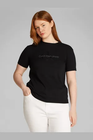 Calvin Klein T-shirt PLUS GLOSSY MONOLOGO REGULAR TEE met glanzende print, in grote maten