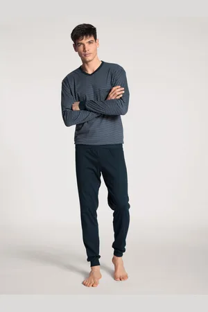 Calida Pyjama Relax Streamline met v-hals en boorden (set, 2-delig)