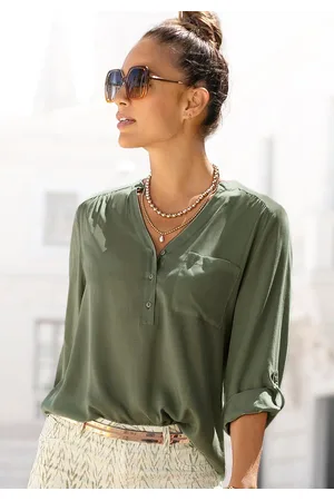 Lascana Blouse zonder sluiting met 3/4-mouwen en knoopsluiting, damesblouse