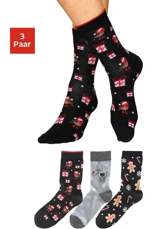 H.I.S Sokken met leuke kerstmotieven (set, 3 paar)