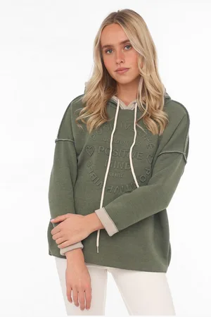 Zwillingsherz Hoodie "Positive Mind" met capuchon, 3/4 mouw en stempeldruk