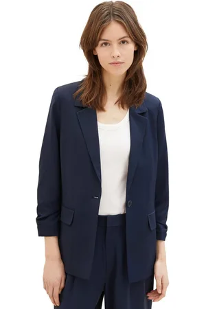 TOM TAILOR Korte blazer met gerimpelde mouwen en vloeiende viscose