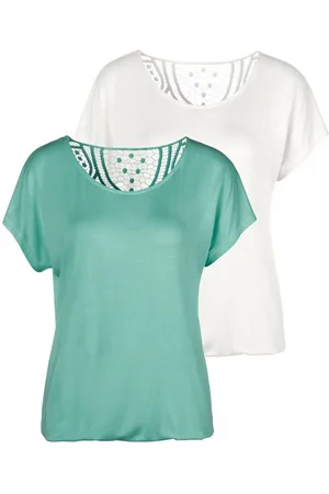 vivance collection Shirt met korte mouwen Met haakwerk aan de achterkant (Set van 2)