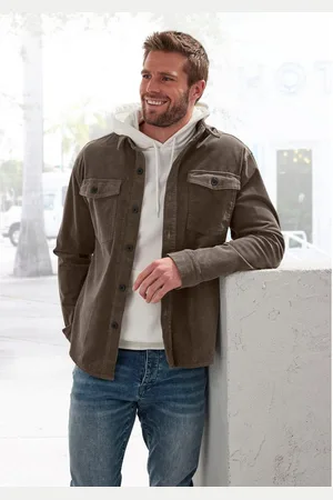 john devin Overhemdjasje modern cord overshirt with patch pockets