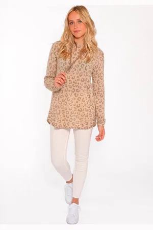 Zwillingsherz Kasjmiertrui Hoodie "Leo Print" met losse fit en capuchon