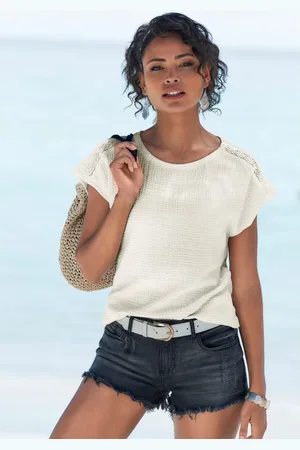 vivance collection Shirt met korte mouwen Met decoratieve haak-inzet van kreukvrije crêpe-kwaliteit (1-delig)