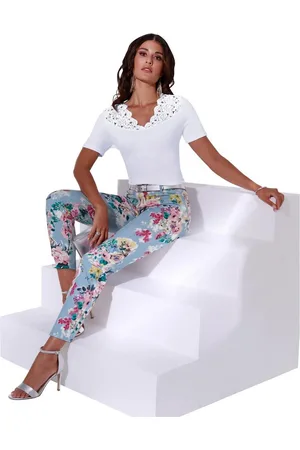 CRÉATION L Kanten shirt Modal-katoenen shirt (1-delig)