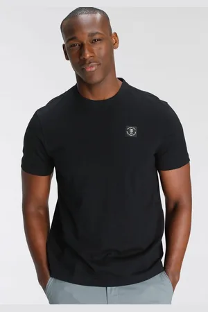 DELMAO Shirt met ronde hals Korte mouw, regular fit, basic, van 100% katoen