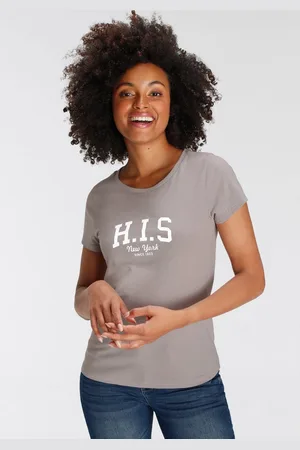 H.I.S T-shirt bedrukt, voor vrije tijd, van katoen