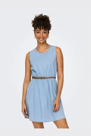 ONLY Jeans jurk ONLBEA S/L BRAIDED BELT DRESS DNM FS