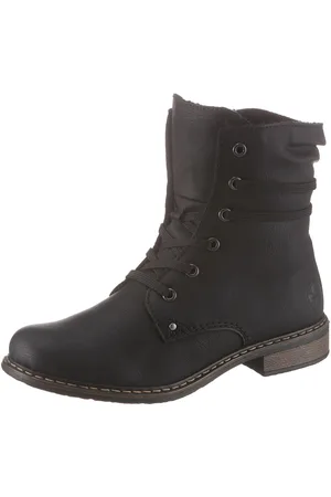 Rieker Hoge veterschoenen enkellaars, blokhak, met subtiele vetersluiting